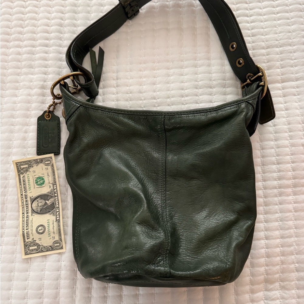 Coach Dark Green Leather Shoulder Bag